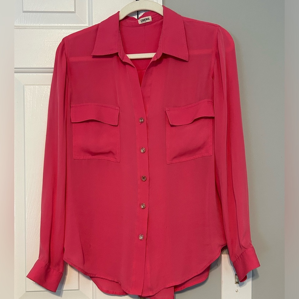 L’agence pink silk button down